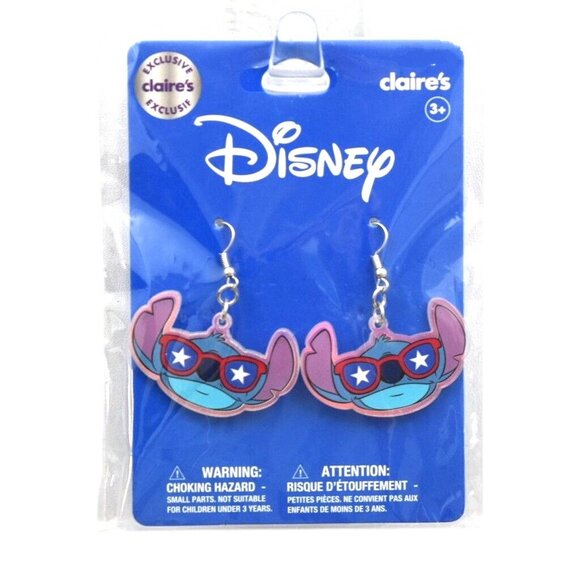 Disney Stitch Earrings Star Sunglasses Dangling Patriotic Hypoallergenic - Picture 1 of 2